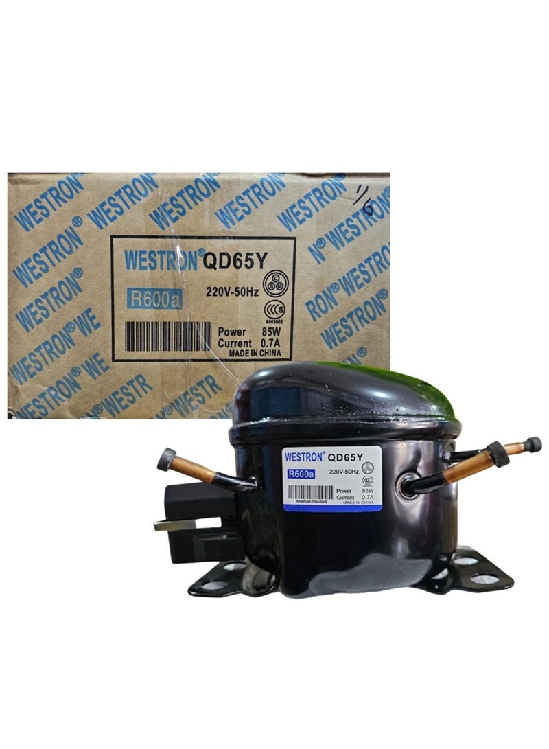 ويسترون ضاغط ثلاجة ويسترون® QD65Y غاز R600a – ضاغط هرمي عالي الكفاءة بقوة 1/5 حصان، 220–240 فولت، 50 هرتز - Image 1
