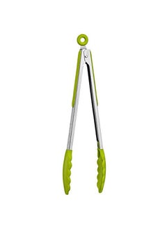 Generic Green Silicone Stainless Steel Cooking Kitchen Tongs Food Utensil BBQ Salad Tool 