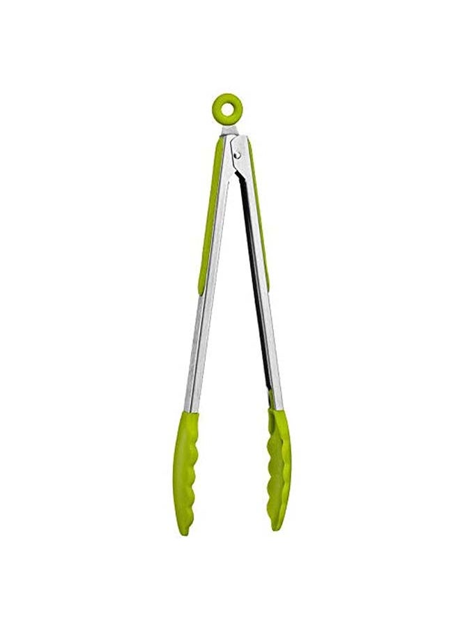 Generic - Green Silicone Stainless Steel Cooking Kitchen Tongs Food Utensil BBQ Salad Tool - Image 1