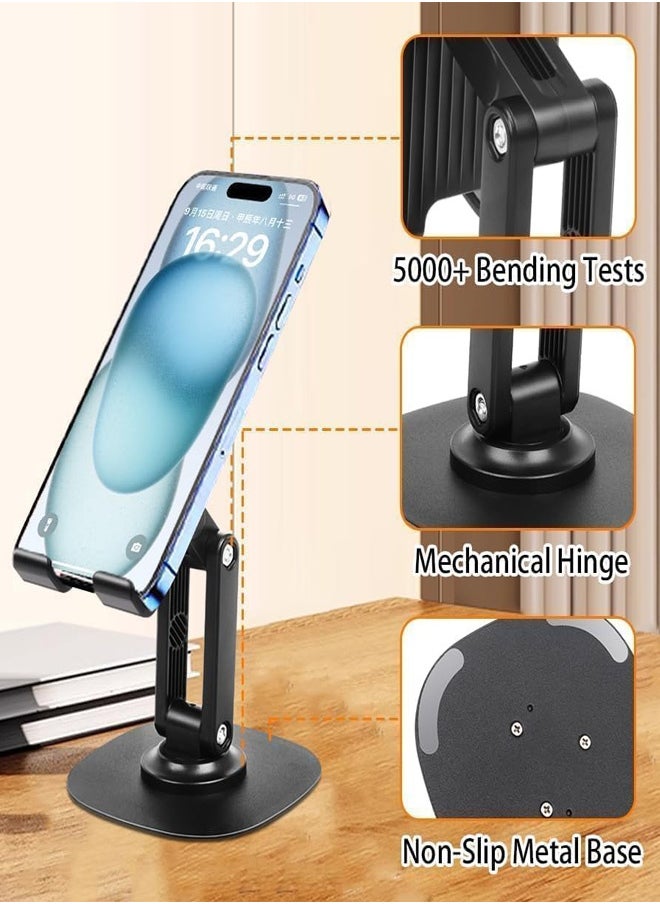 Earldom 360° Rotating Cell Phone Stand for Desk, Earldom Adjustable Foldable Phone Holder, 360 Swivel Mobile Stand Fit for iPhone 15 14 13 12 11 Pro Max and All Smart Phones, Black  - Image 3
