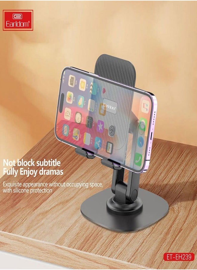Earldom 360° Rotating Cell Phone Stand for Desk, Earldom Adjustable Foldable Phone Holder, 360 Swivel Mobile Stand Fit for iPhone 15 14 13 12 11 Pro Max and All Smart Phones, Black  - Image 5