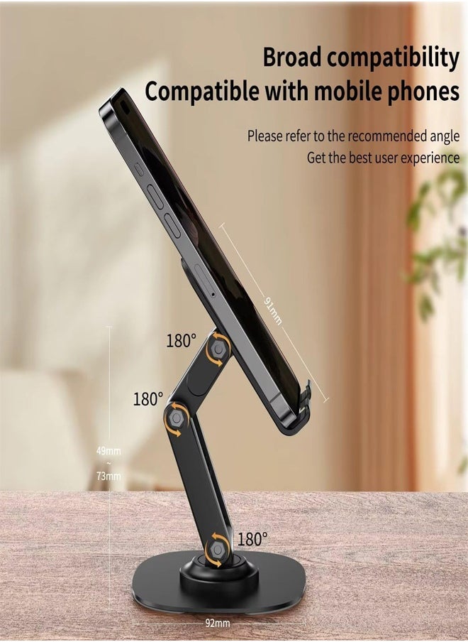 Earldom 360° Rotating Cell Phone Stand for Desk, Earldom Adjustable Foldable Phone Holder, 360 Swivel Mobile Stand Fit for iPhone 15 14 13 12 11 Pro Max and All Smart Phones, Black  - Image 4