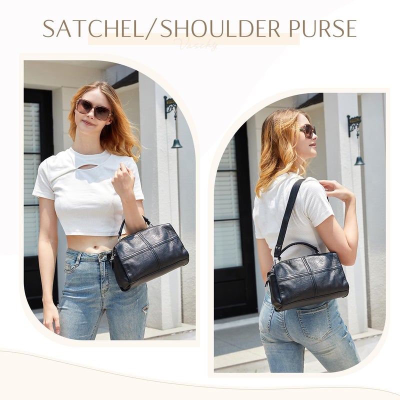 VASCHY Crossbody Bags for Women, Vegan Leather Top Handle Satchel Handbag Fashion Shoulder Bag Purse Black - Image 5