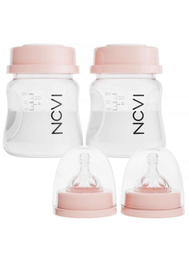 Ncvi Baby Bottles Compatible With Ncvi Breast Pump 8782/87802 Breast Milk Storage Bottles With Nipples And Travel Caps Anticolic Bpa Free 4.7Oz/140Ml 2 Count - Image 1