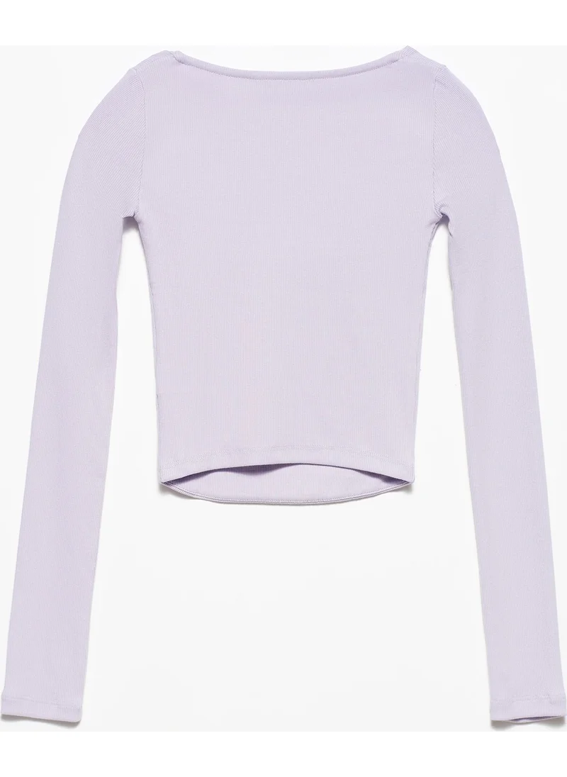 ديلفين 3700 Corded Long Sleeve Top-Lilac
