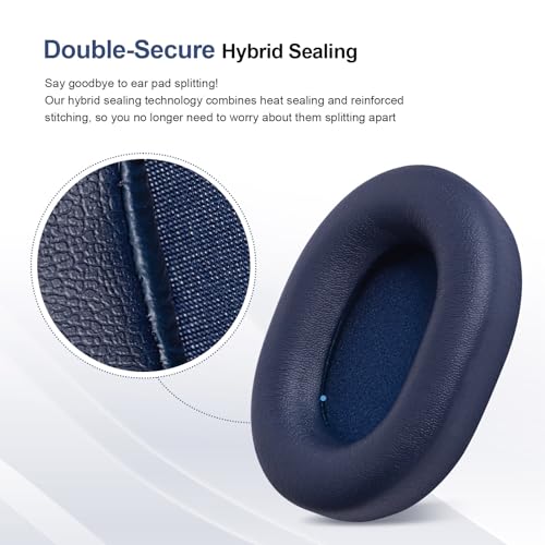 Aurivor Replacement Ear-Pads Cushions for Sony WH-1000XM5 Noise Canceling Headphones, Premium XM5 Ear Covers with Soft Protein Leather, Optimized Memory Foam (Midnight Blue) - Image 2