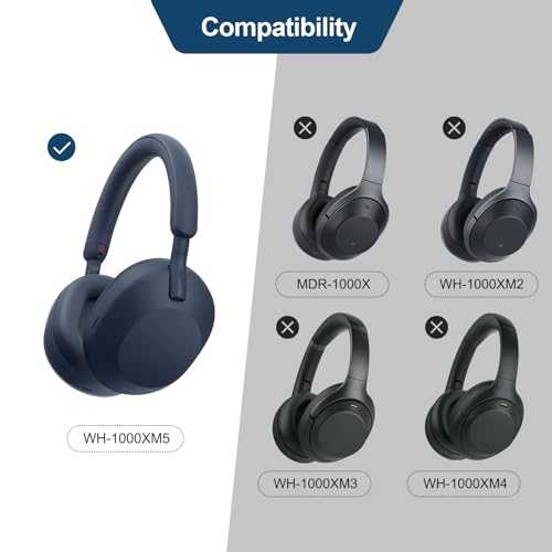 Aurivor Replacement Ear-Pads Cushions for Sony WH-1000XM5 Noise Canceling Headphones, Premium XM5 Ear Covers with Soft Protein Leather, Optimized Memory Foam (Midnight Blue) - Image 5