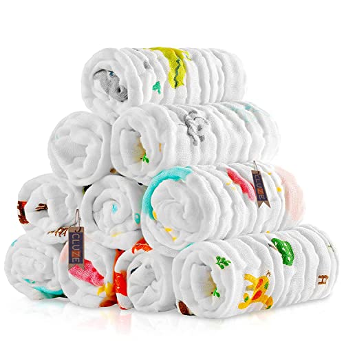 CLUZE Baby Face Towel/Cotton Handkerchief For Women, Six Layered- Printed White Newborn Baby/Rumal/Hanky for Girls and Kids School- Extra Soft And Super Absorbent (25x25CM) (8) (6) - Image 1