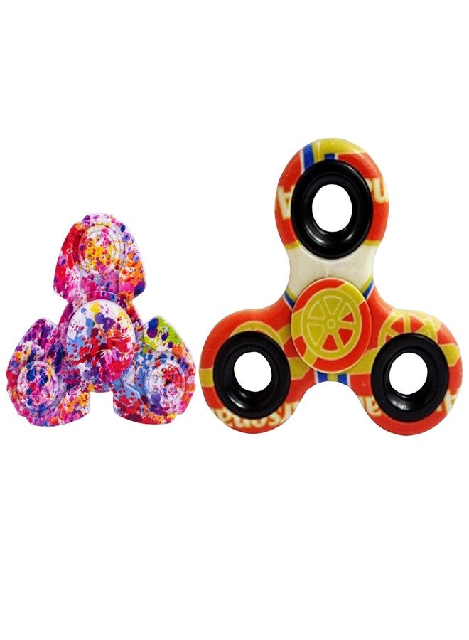 Premsons® Hand Spinner Desk Toy - High Speed Smooth Finger Spin Sensory Fidget Stress Relief Game Play for Kids & Adults - Birthday Party Gift - Combo - Football-A + Rainbow Splash Triangular Head - Image 1