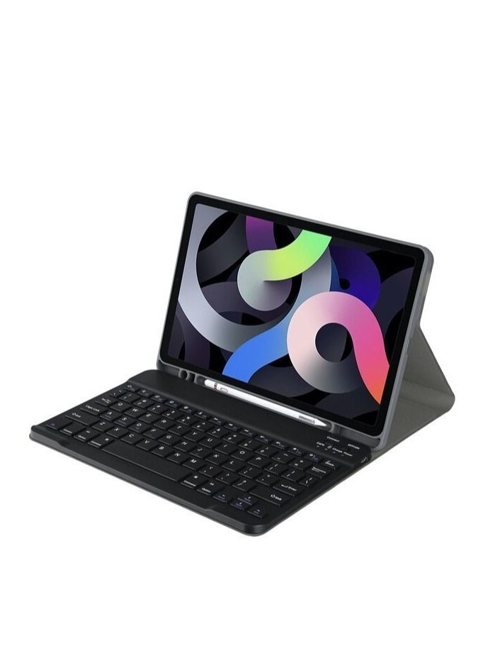Ipad Air 4 (10.9”) English Arabic Smart Wireless Bluetooth Keyboard Case Cover With Pen Slot Black