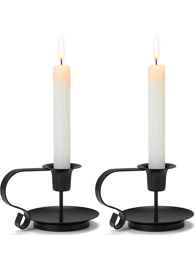 erorex Retro Iron Taper Candle Holder Wrought Iron Taper Candle Holder Simple Candlestick Holders For Diwali Ramadan Fits Living Room Wedding Dinning Party Decorative Black 2Pcs - Image 1