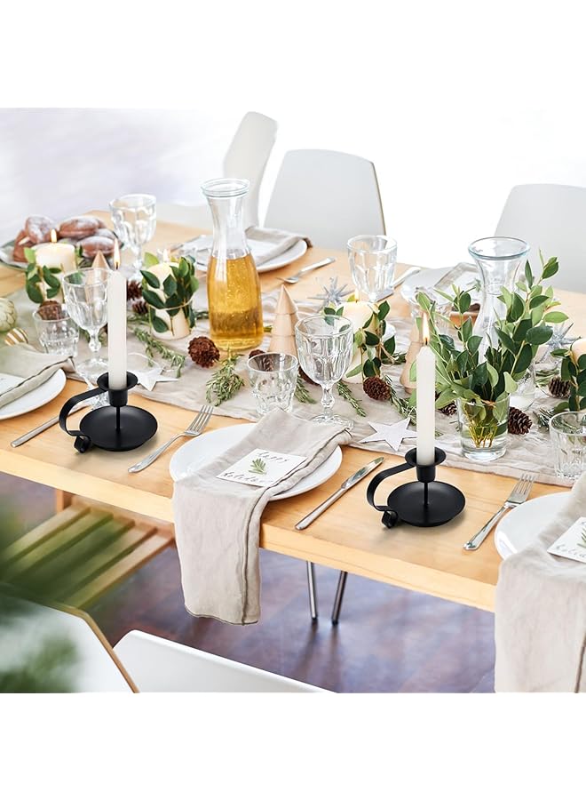 erorex Retro Iron Taper Candle Holder Wrought Iron Taper Candle Holder Simple Candlestick Holders For Diwali Ramadan Fits Living Room Wedding Dinning Party Decorative Black 2Pcs - Image 4