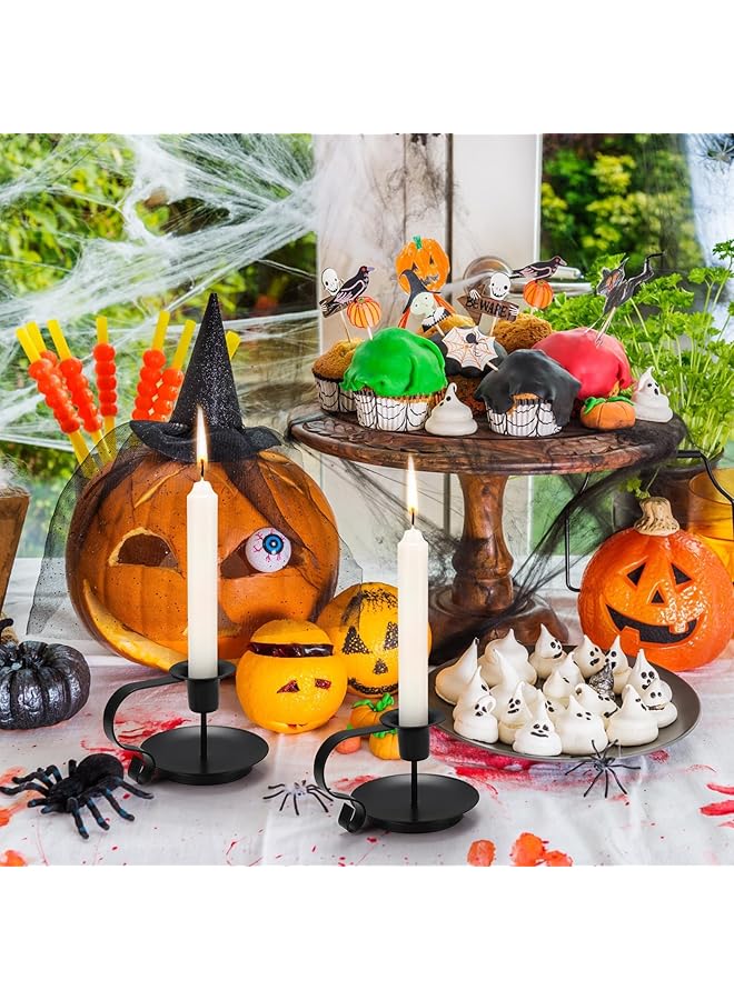 erorex Retro Iron Taper Candle Holder Wrought Iron Taper Candle Holder Simple Candlestick Holders For Diwali Ramadan Fits Living Room Wedding Dinning Party Decorative Black 2Pcs - Image 5