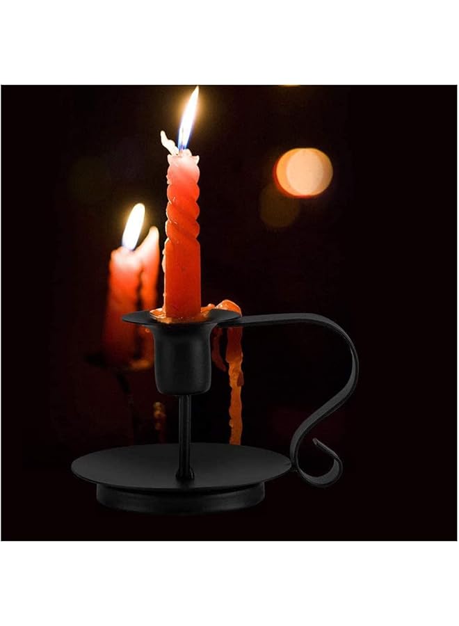 erorex Retro Iron Taper Candle Holder Wrought Iron Taper Candle Holder Simple Candlestick Holders For Diwali Ramadan Fits Living Room Wedding Dinning Party Decorative Black 2Pcs - Image 2