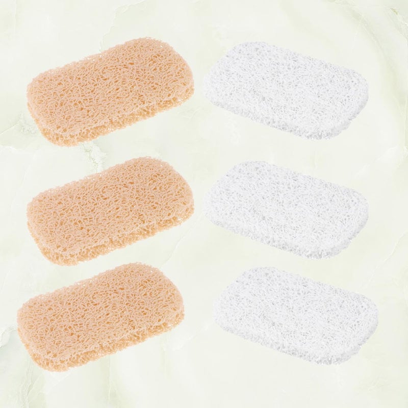 6Pcs Non Slip Oval Soap Saver Pads PVC Soap Holder Set White Beige Bathroom Kitchen Tray - Image 5