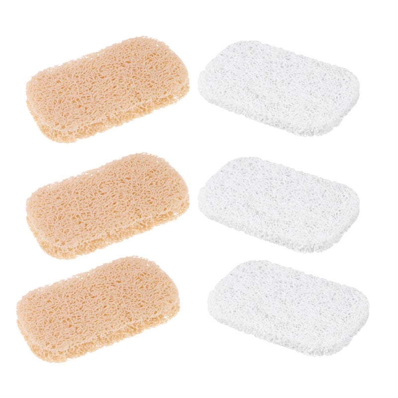 6Pcs Non Slip Oval Soap Saver Pads PVC Soap Holder Set White Beige Bathroom Kitchen Tray - Image 2