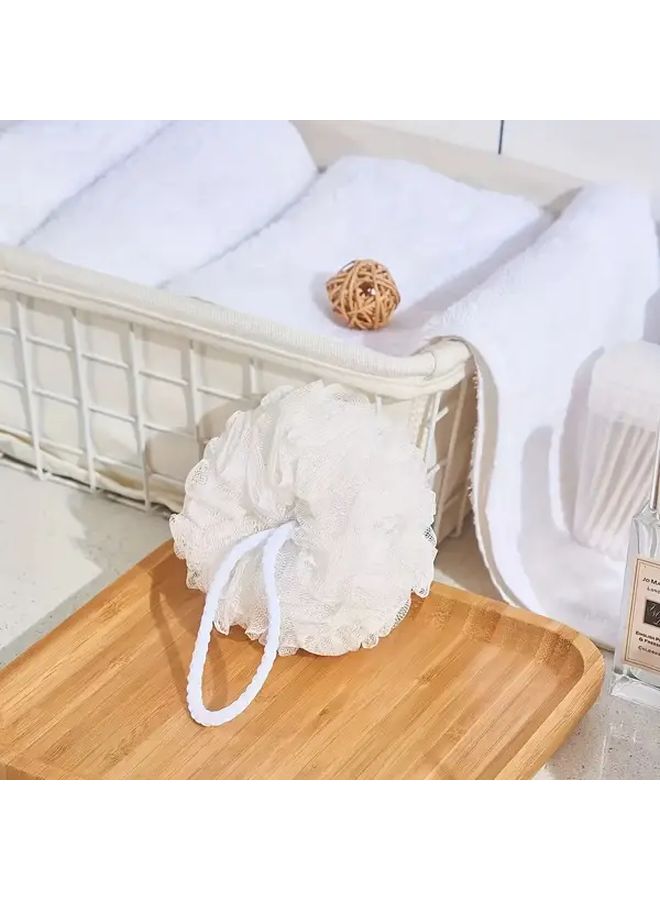 Large White Bath Sponge 30g With Hanging Loop Gentle Exfoliating For Sensitive Skin - Image 1