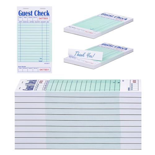Methdic Guest Checks Server Note Pads 250 Orders Waitress Notepad for Restaurants 5 Books
