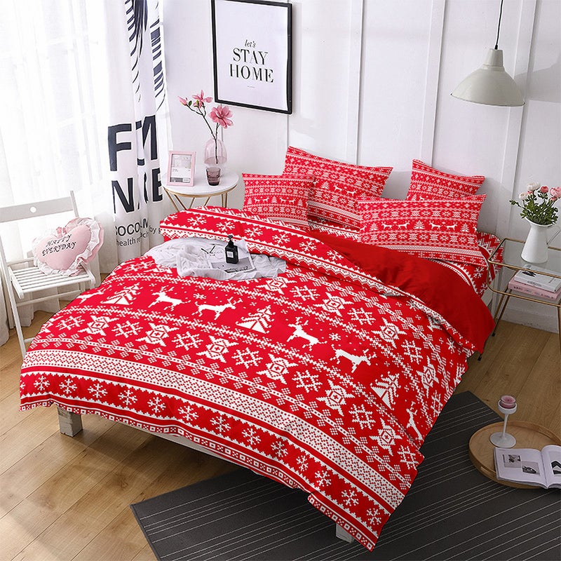 Bedding Three-Piece Christmas Series 3D Digital Printing Polyester Brushed Quilt Cover Bed Sheet One-Piece Delivery - Image 1