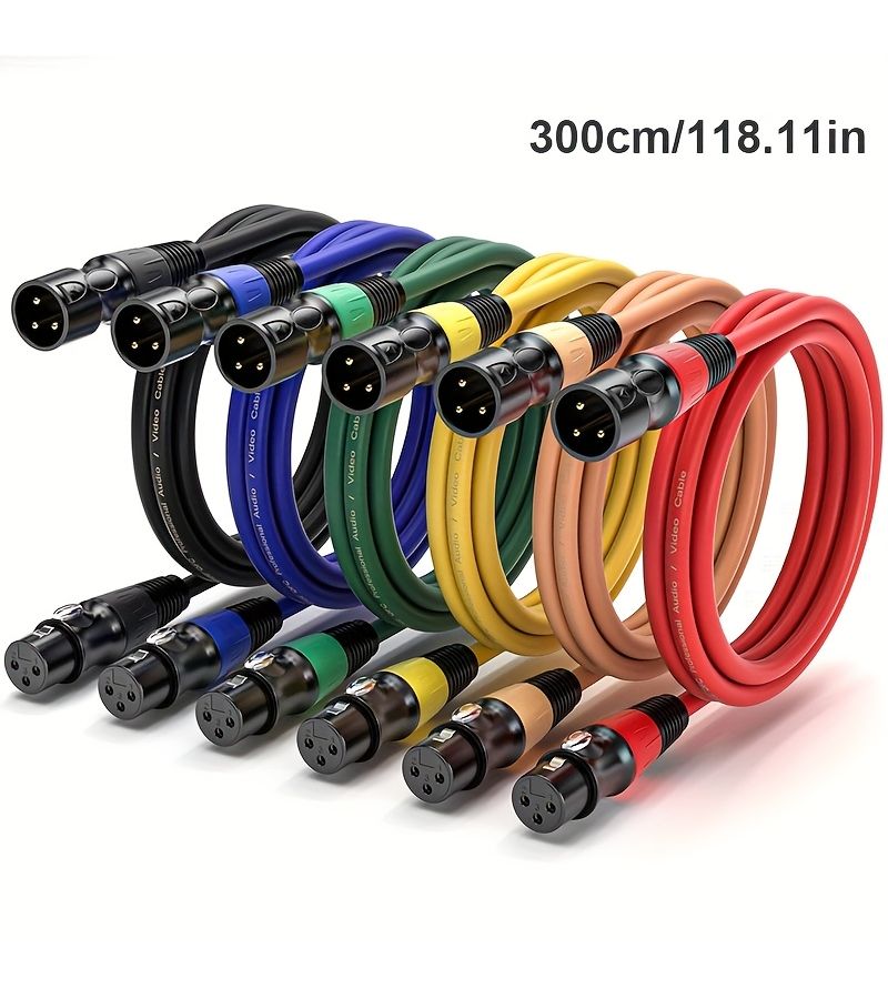6 Pcs 19.68 Inch 3 Pin Balanced Xlr Cables Male To Female Self Locking Connector For Microphone Mixers Recording Studio Podcast Equipment Karaoke Game Microphone Vlog - Image 1
