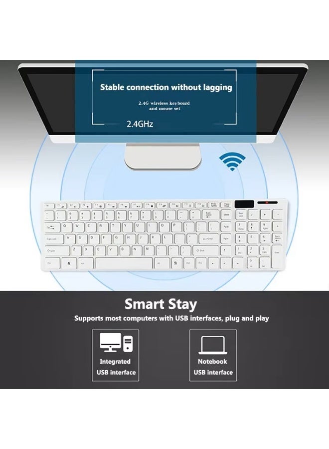 K-06 Wireless Keyboard Mouse Combo Slim  2.4G (Share USB receiver) with Free Silicone Cover (Arabic/ENG) 101 Key - Plug & Play - AAA Battery Power, for Laptops/Windows/IOS | Black - Image 3