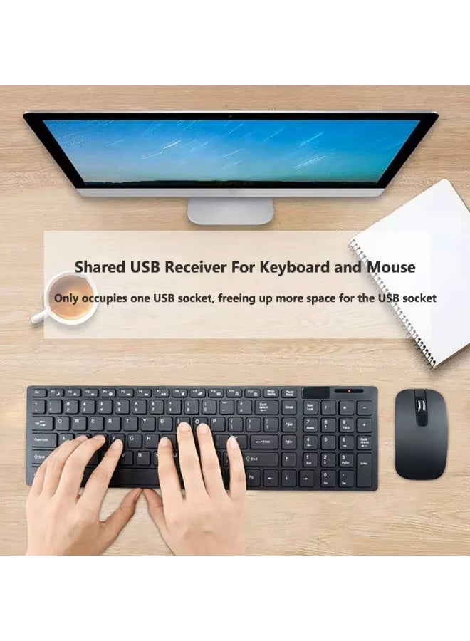 K-06 Wireless Keyboard Mouse Combo Slim  2.4G (Share USB receiver) with Free Silicone Cover (Arabic/ENG) 101 Key - Plug & Play - AAA Battery Power, for Laptops/Windows/IOS | Black - Image 4