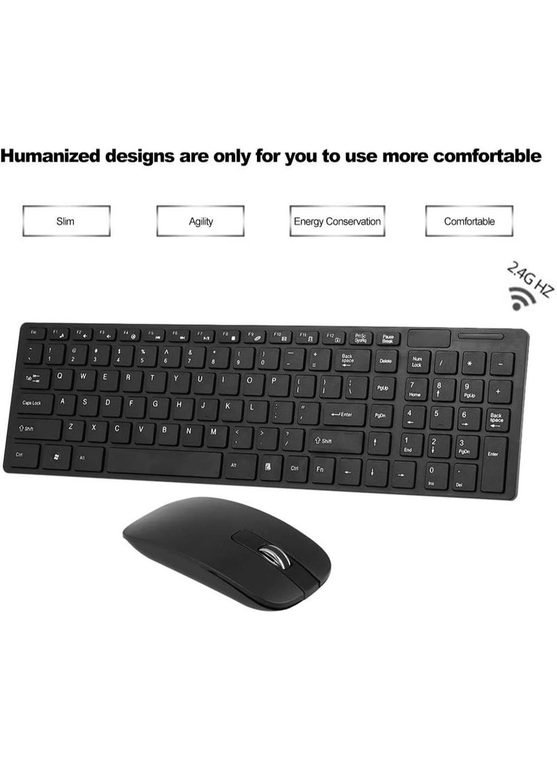 K-06 Wireless Keyboard Mouse Combo Slim  2.4G (Share USB receiver) with Free Silicone Cover (Arabic/ENG) 101 Key - Plug & Play - AAA Battery Power, for Laptops/Windows/IOS | Black - Image 5
