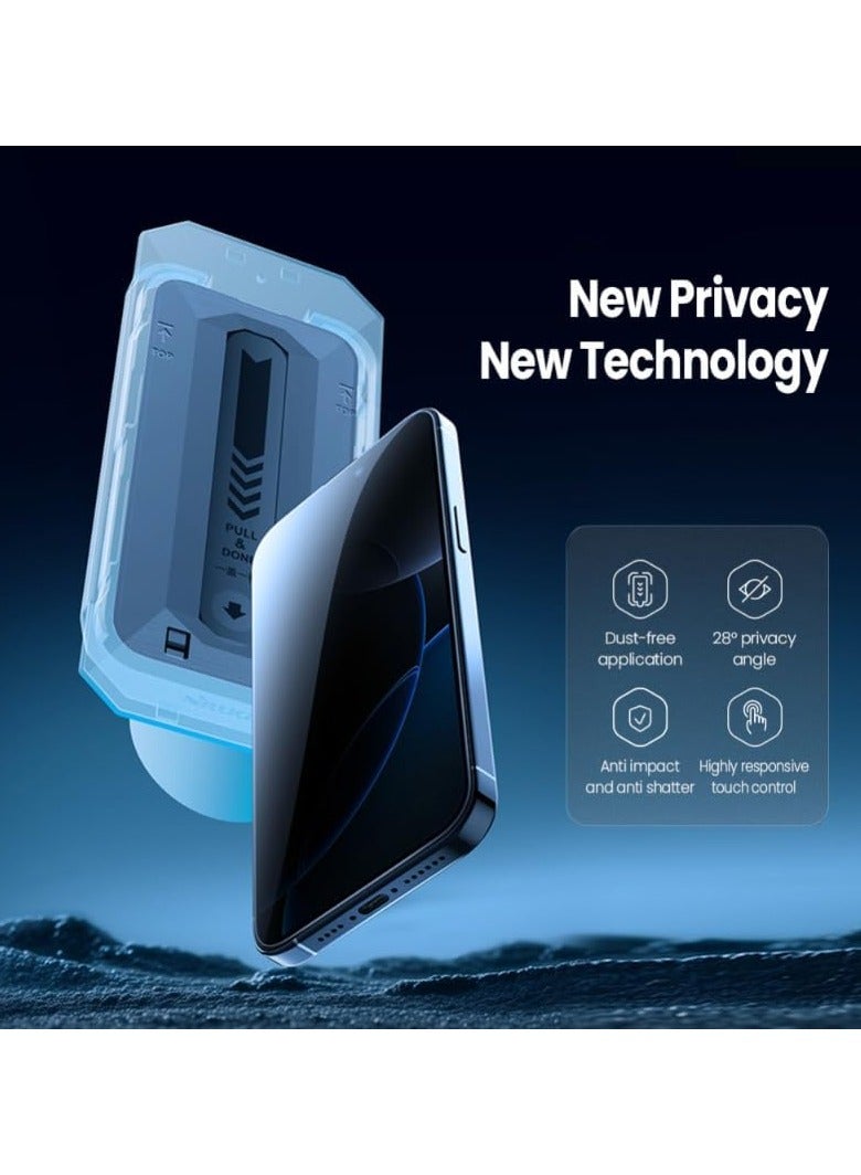 Nillkin Guardian Full Coverage Anti Scratch Privacy Tempered Glass Screen Protector Fits Apple iPhone 16 Pro Max 0.25mm - Black - Image 2