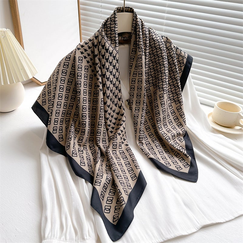 جديد Houndstooth مطبوعة الوشاح 90 سم التويل الوشاح الموضة كل المباراة مزدوجة D كبيرة مربع الوشاح واقي الشمس شال - Image 5