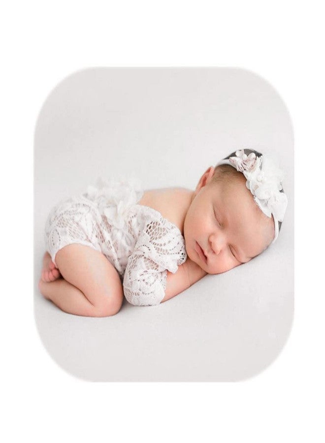 Vemonllas Newborn Infant Baby Photography Props Girls Lace Bow Vest Bodysuits Romper Photo Shoot Princess Clothes (Off White) - Image 2