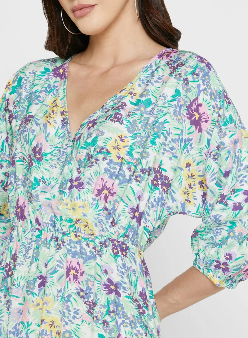 Jacqueline de Yong Floral Print Ruffle Detail Dress