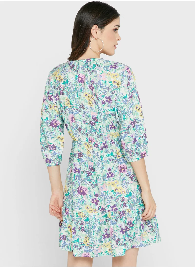 Jacqueline de Yong Floral Print Ruffle Detail Dress