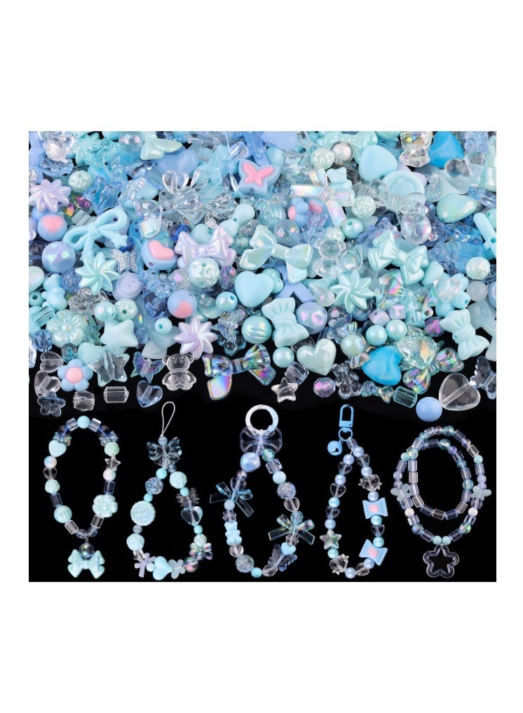 Capstro 180–240PCS Kawaii Acrylic Jewelry Making Kit (160g) – Blue Resin Charms & Beads for DIY Bracelets, Necklaces, Keychains & Crafts – Fun Craft Set for Kids & Adults - Image 1