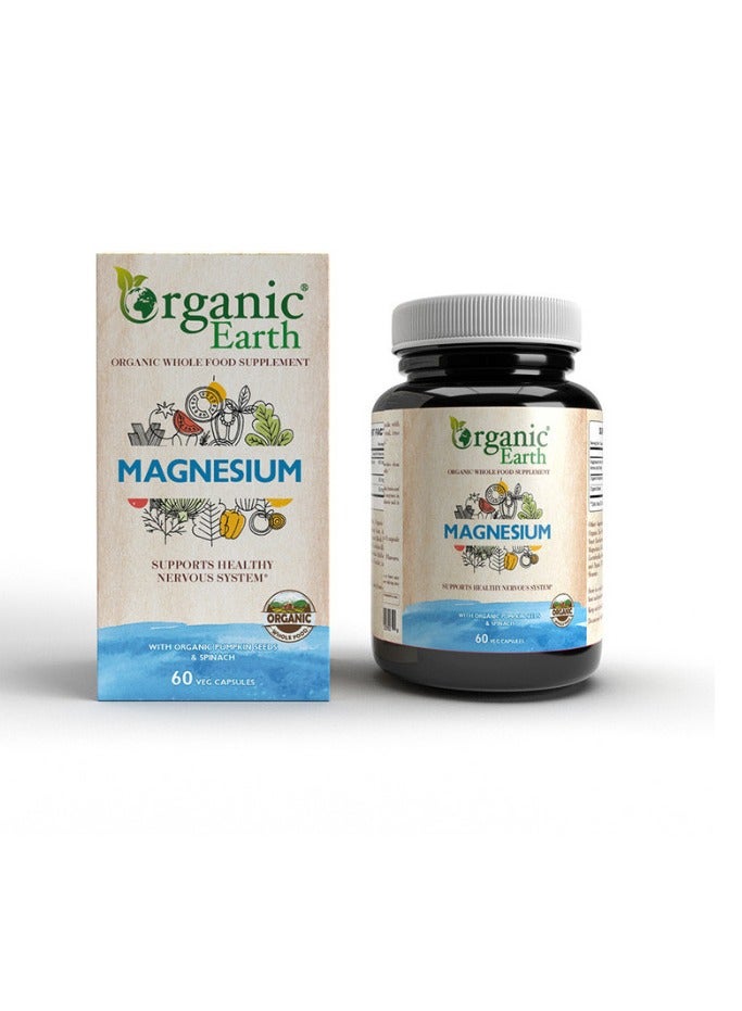 Organic Earth Magnesium Support Healthy Nervous System with Organic Pumkin Seeds and Spinach 60 Capsule