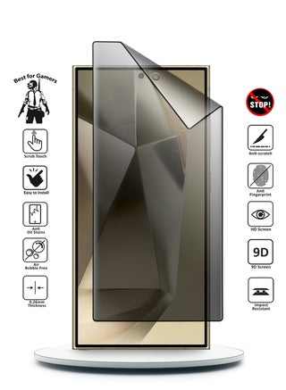 Samsung Galaxy S24 Ultra 5G 2024 Nano Ceramic Privacy Full Glue Full Cover Matte Flexible Screen Protector (MSCNMP) - Clear/Black - view 2