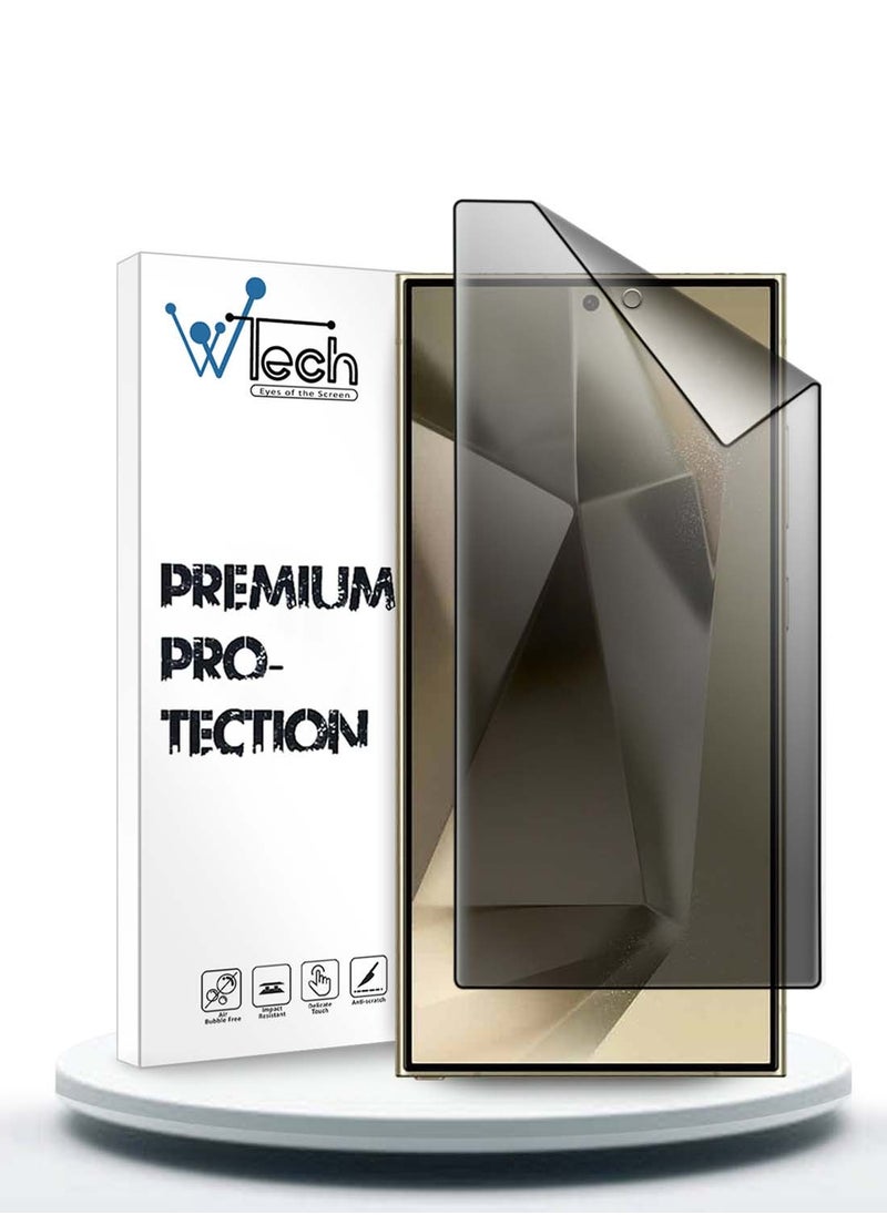 Wtech نانو سيراميك للخصوصية غراء كامل غطاء كامل واقي شاشة مرن غير لامع لهاتف سامسونج جالاكسي S24 الترا 5G 2024 شفاف/أسود  - Image 1