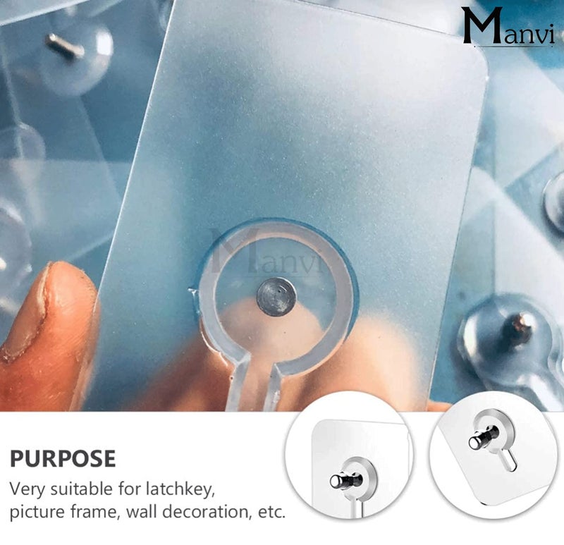MANVI Self Adhesive Wall Mount Screw Hooks NoTrace Sticker Screw Hanging Nails for Bathroom Kitchen Shower Room 20pcs - Image 4