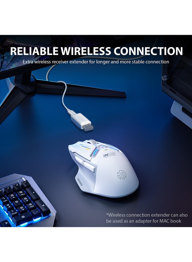 inphic IN9 Wireless Mouse – Rechargeable, Silent Click, Ultra-Thin Ergonomic Design, 2.4G/ Tri-Mode Bluetooth, 10000 DPl, Portable Optical Mouse for Laptop, Fully Programmable, RGB Backlit, PC, Mac, Office & Travel - Image 4