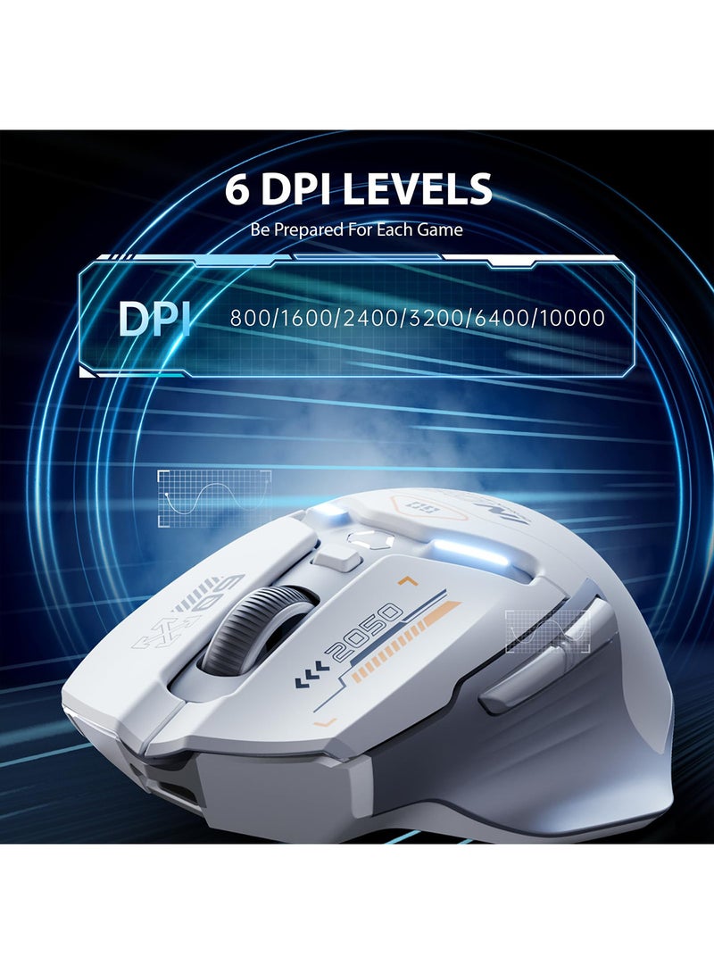inphic IN9 Wireless Mouse – Rechargeable, Silent Click, Ultra-Thin Ergonomic Design, 2.4G/ Tri-Mode Bluetooth, 10000 DPl, Portable Optical Mouse for Laptop, Fully Programmable, RGB Backlit, PC, Mac, Office & Travel - Image 3