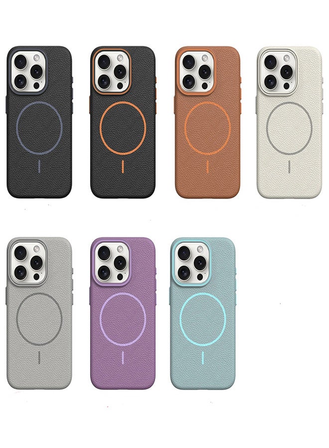 جراب هاتف أيفون ماج سيف لهاتف iPhone 11 Pro Max  جراب جلد بإطار مطاطي عالي الجودة وجراب جلدي رفيع بنمط الليتشي مع حماية عدسة الكاميرا وغطاء مقاوم للصدمات ويدعم الشحن اللاسلكي وغطاء جلدي لهاتف iPhone 11 Pro Max - بني - Image 5