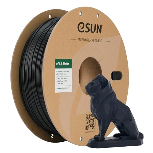 eSUN Matte PLA Filament 1.75mm, Matte 3D Printer PLA Filament, 1KG Spool 3D Printing Filament for 3D Printers, Paper Reel, Deep Black - Image 1