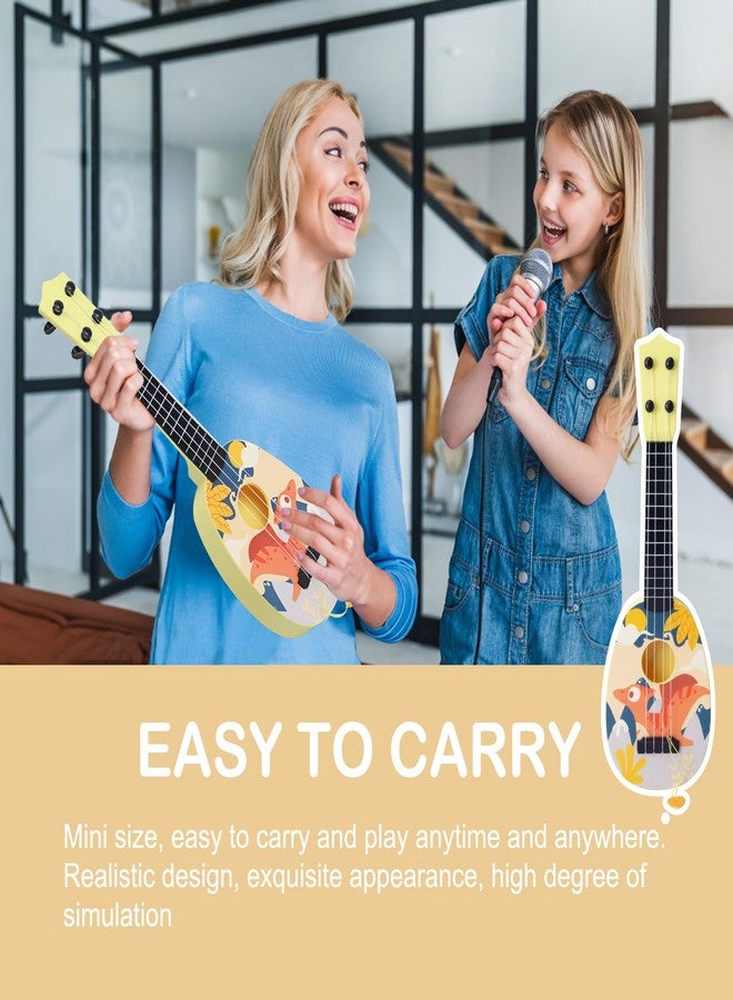 YOLOPLUS+ Kids Toy Ukulele, Kids Guitar Musical Toy,17 Inch 4 Steel Strings, with Pick, Play Early Educational Learning Musical Instrument Gift for Preschool Children (Yellow) - Image 2