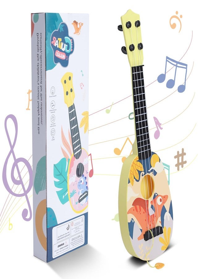 YOLOPLUS+ Kids Toy Ukulele, Kids Guitar Musical Toy,17 Inch 4 Steel Strings, with Pick, Play Early Educational Learning Musical Instrument Gift for Preschool Children (Yellow) - Image 1