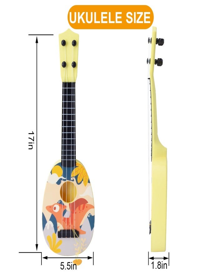 YOLOPLUS+ Kids Toy Ukulele, Kids Guitar Musical Toy,17 Inch 4 Steel Strings, with Pick, Play Early Educational Learning Musical Instrument Gift for Preschool Children (Yellow) - Image 3