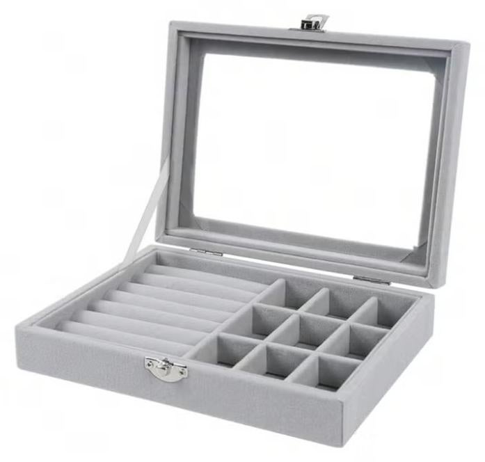 Shein Jewelry Organizer for Rings, Earrings, Necklaces - Jewelry Box, Travel Jewelry Bag for Women, Jewelry and Accessories Storage Organizer - grey - Image 1