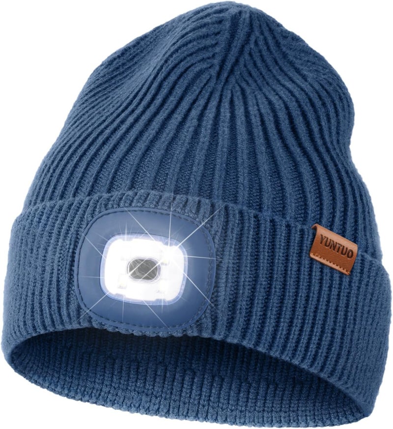 YunTuo Store LED Beanie with The Light, Unisex USB Rechargeable Headlamp Winter Knitted Cap Gifts for Men Dad Husband Him - Image 1
