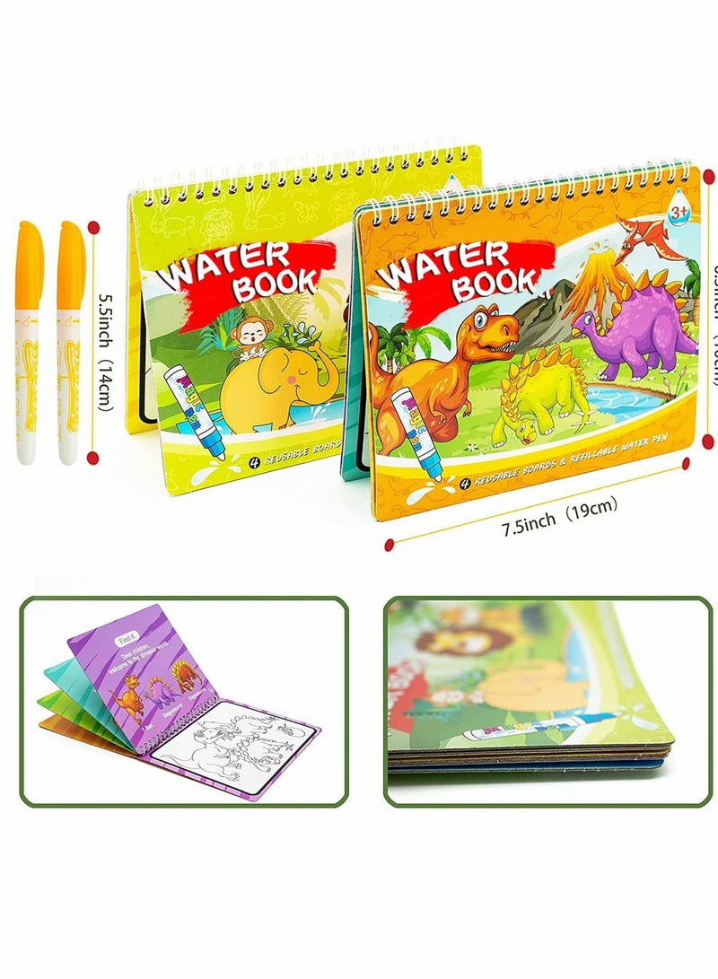 Excefore Graffiti Book Water Picture Album Children's Drawing Board, Reusable Water Reveal Activity Books for Kid, Doodle Game for Girl & Boy for 3-5 Year Old (Dinosaur & Animal) - Image 2
