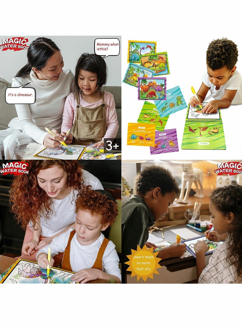 Excefore Graffiti Book Water Picture Album Children's Drawing Board, Reusable Water Reveal Activity Books for Kid, Doodle Game for Girl & Boy for 3-5 Year Old (Dinosaur & Animal) - Image 5
