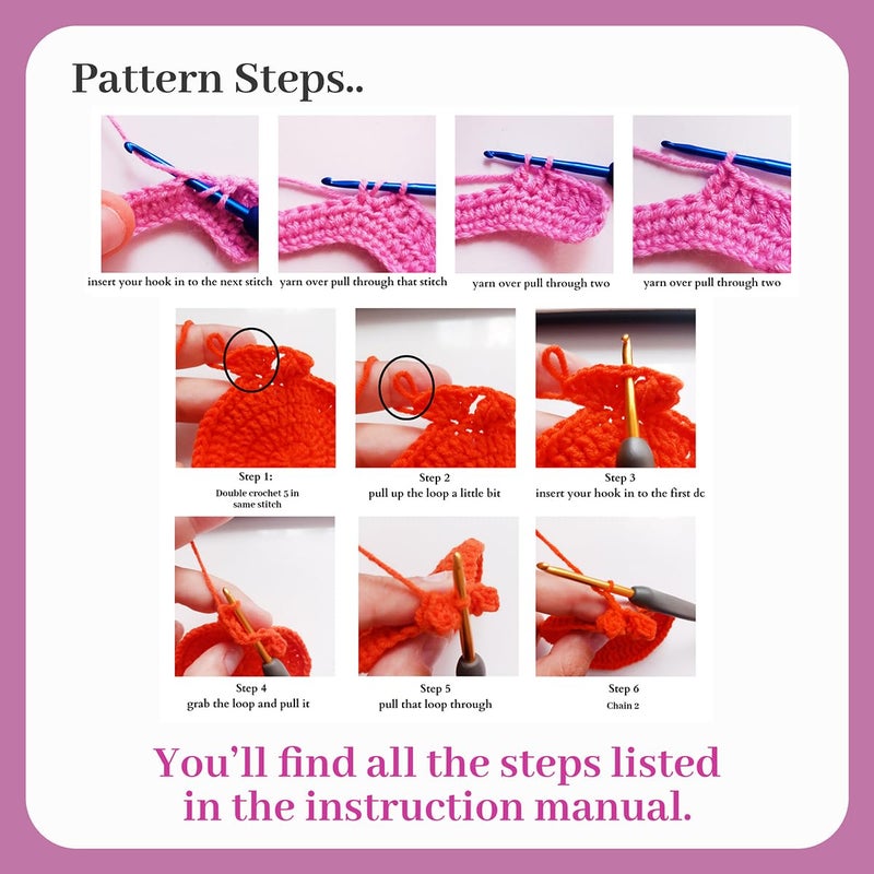 picknMAKE 6 Pcs Blossom Puff Crochet Coaster DIY Coaster Kit, Crochet Kit for Beginners, Crochet Yarn Full Kit, Multicolor Decorative Crochet Flower Coasters Craft Kit with All Material Included - Image 3