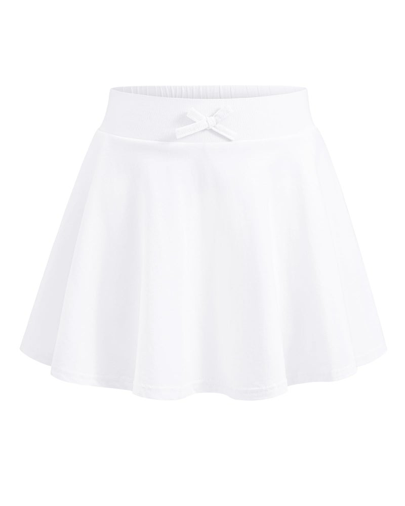 BOOPH Girls Skirts Kids Casual Mini Skorts Toddler Athletic Uniform Skirts with Pockets White 6-7 Years - Image 1